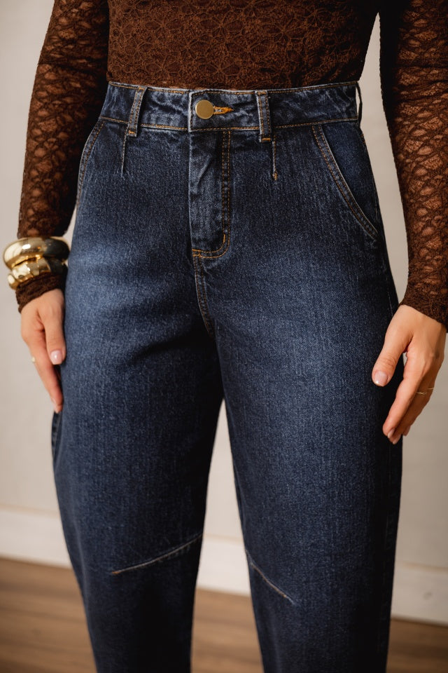 Calça Baggy Jeans Azul Escuro