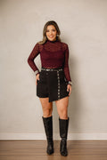 Short Saia Transpassado Preto