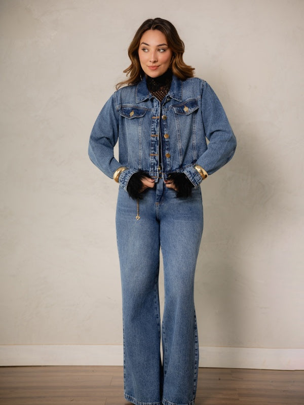 Jaqueta Jeans Cropped