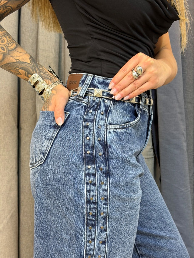 Calça straight Detalhes na Lateral