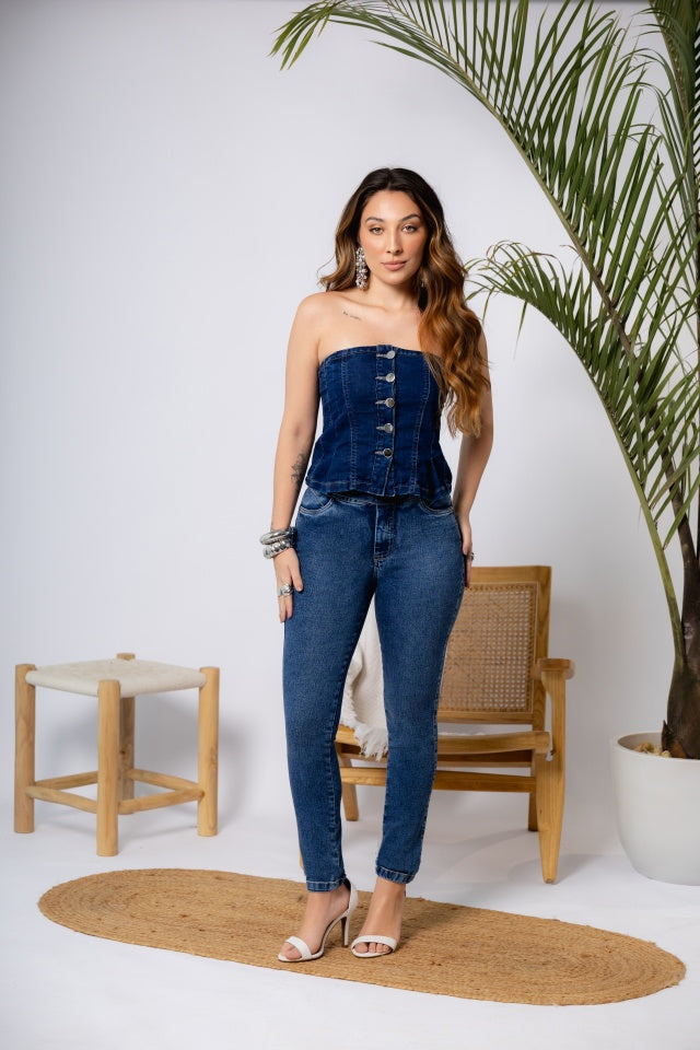 Calça Cropped Skinny high modeladora