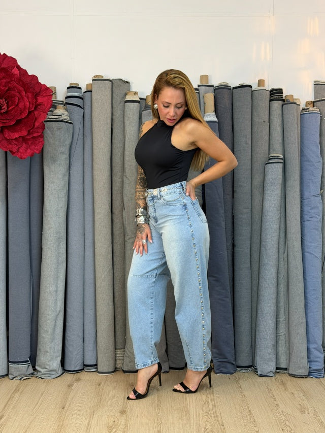 Calça Ballon azul clara