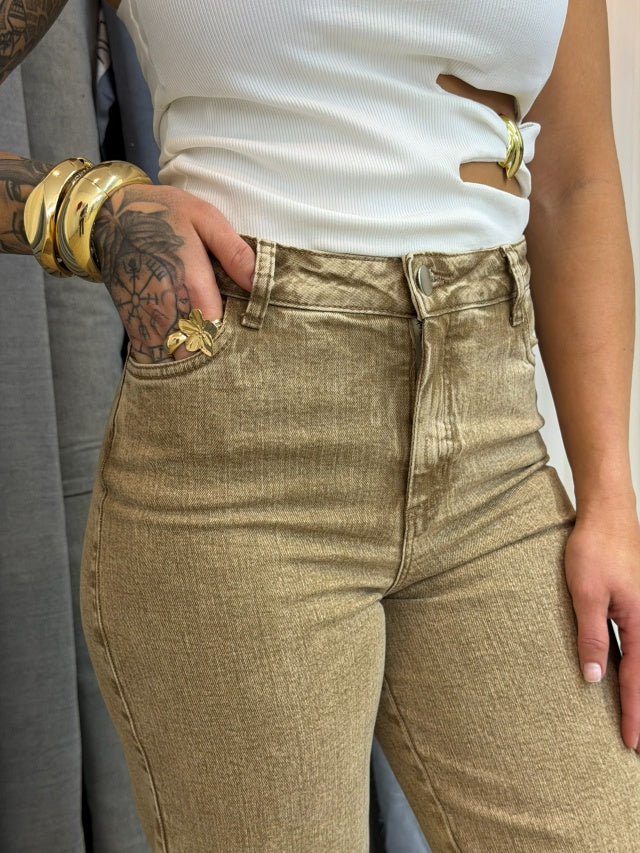 Calça straight Cor Caramelo