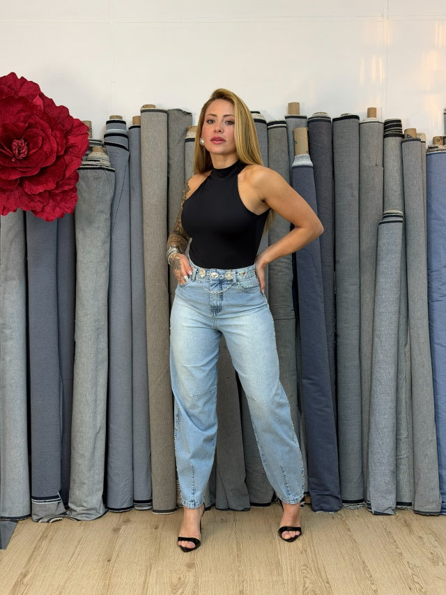 Calça Ballon azul clara