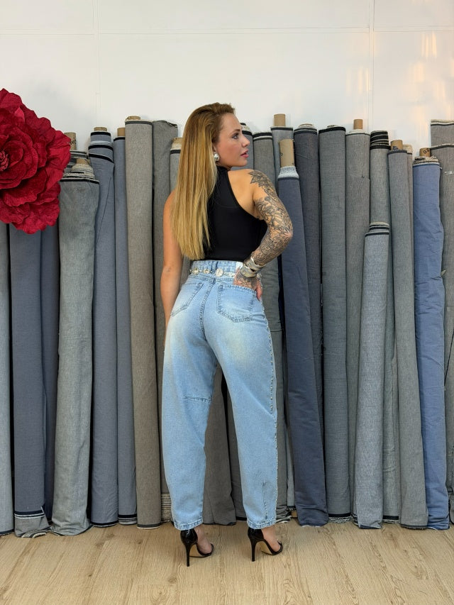 Calça Ballon azul clara