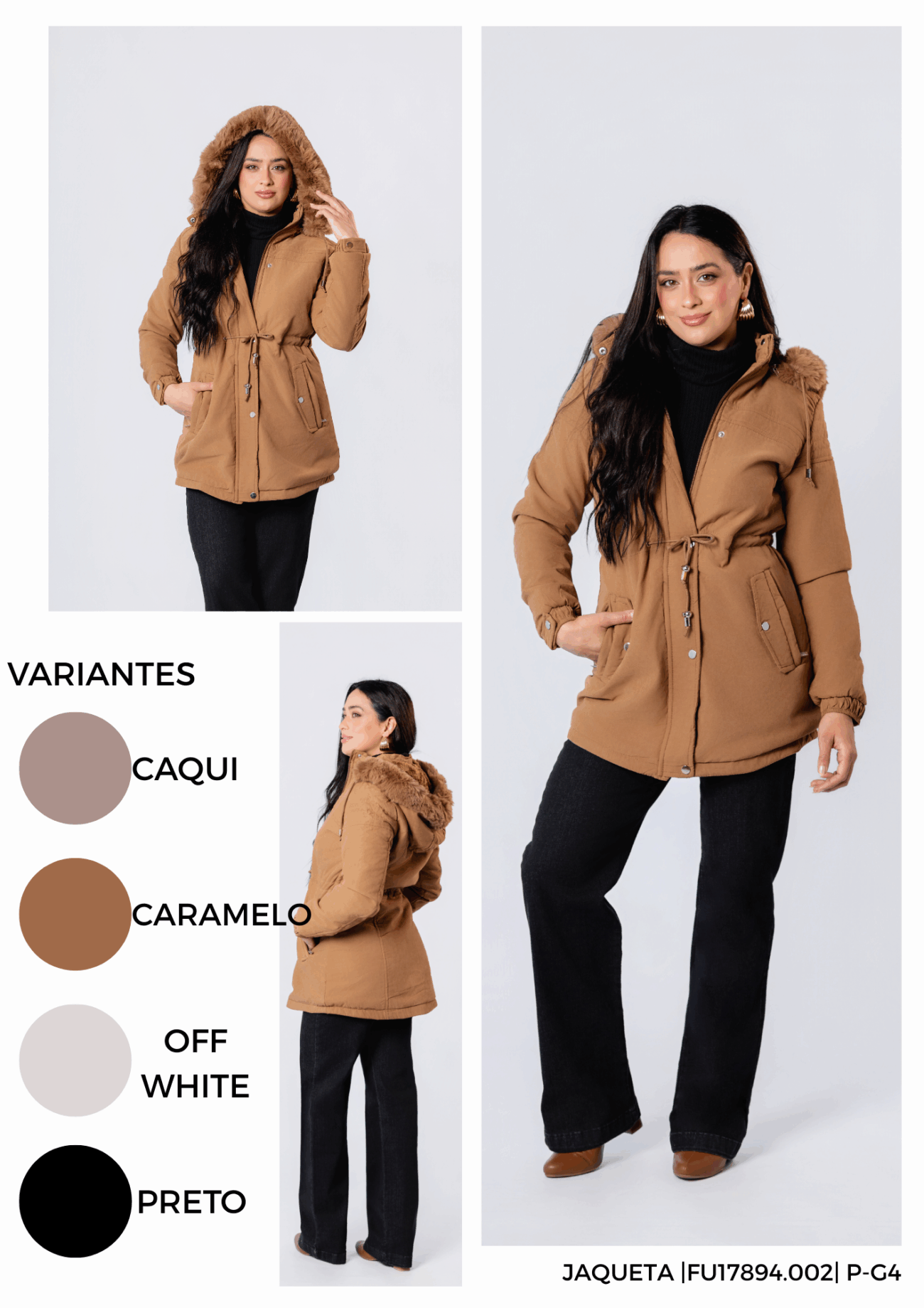 Jaqueta Feminina Parka com Capuz e Forro Peluciado - Imagem 5