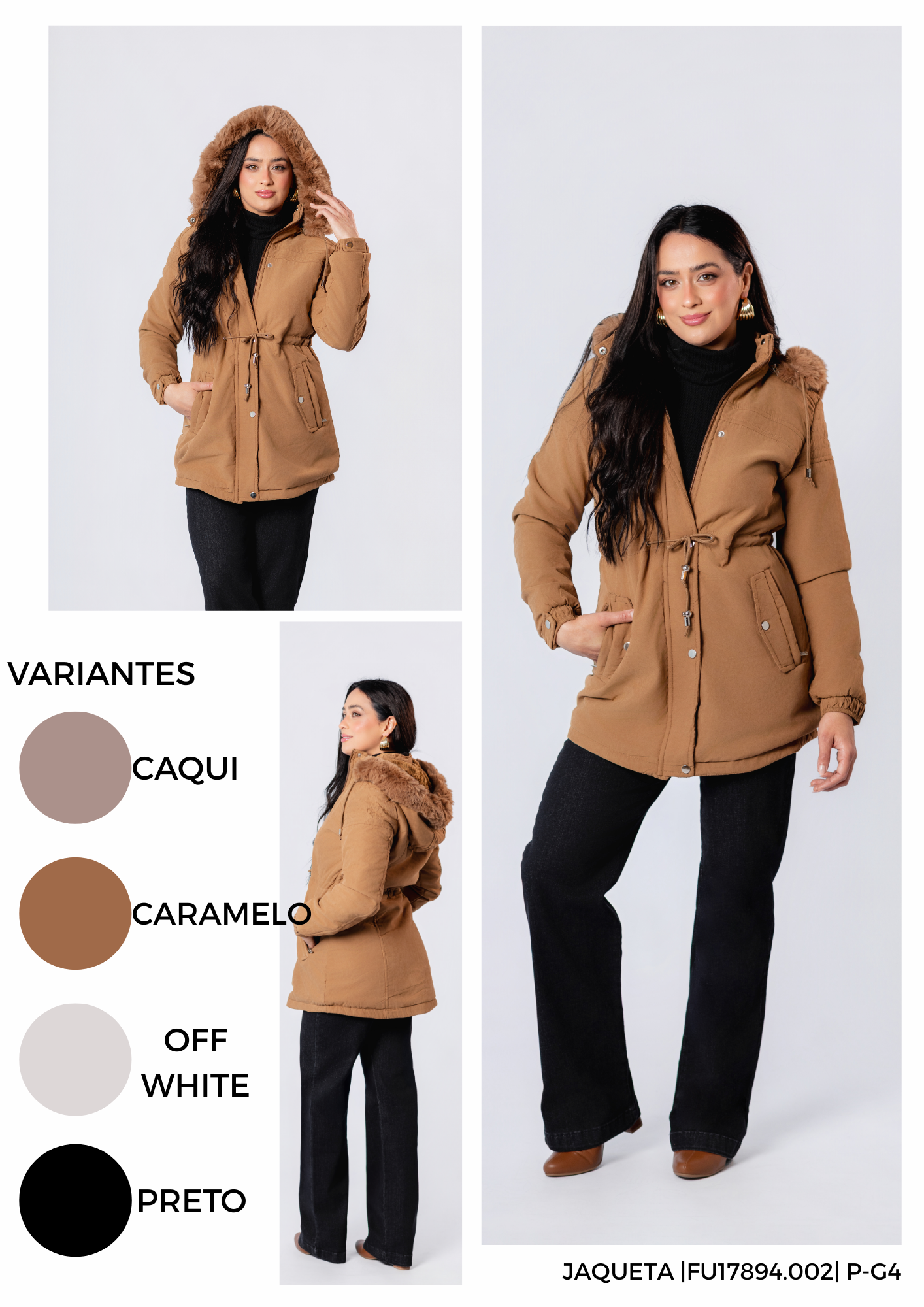 Jaqueta Feminina Parka com Capuz e Forro Peluciado - Imagem 5