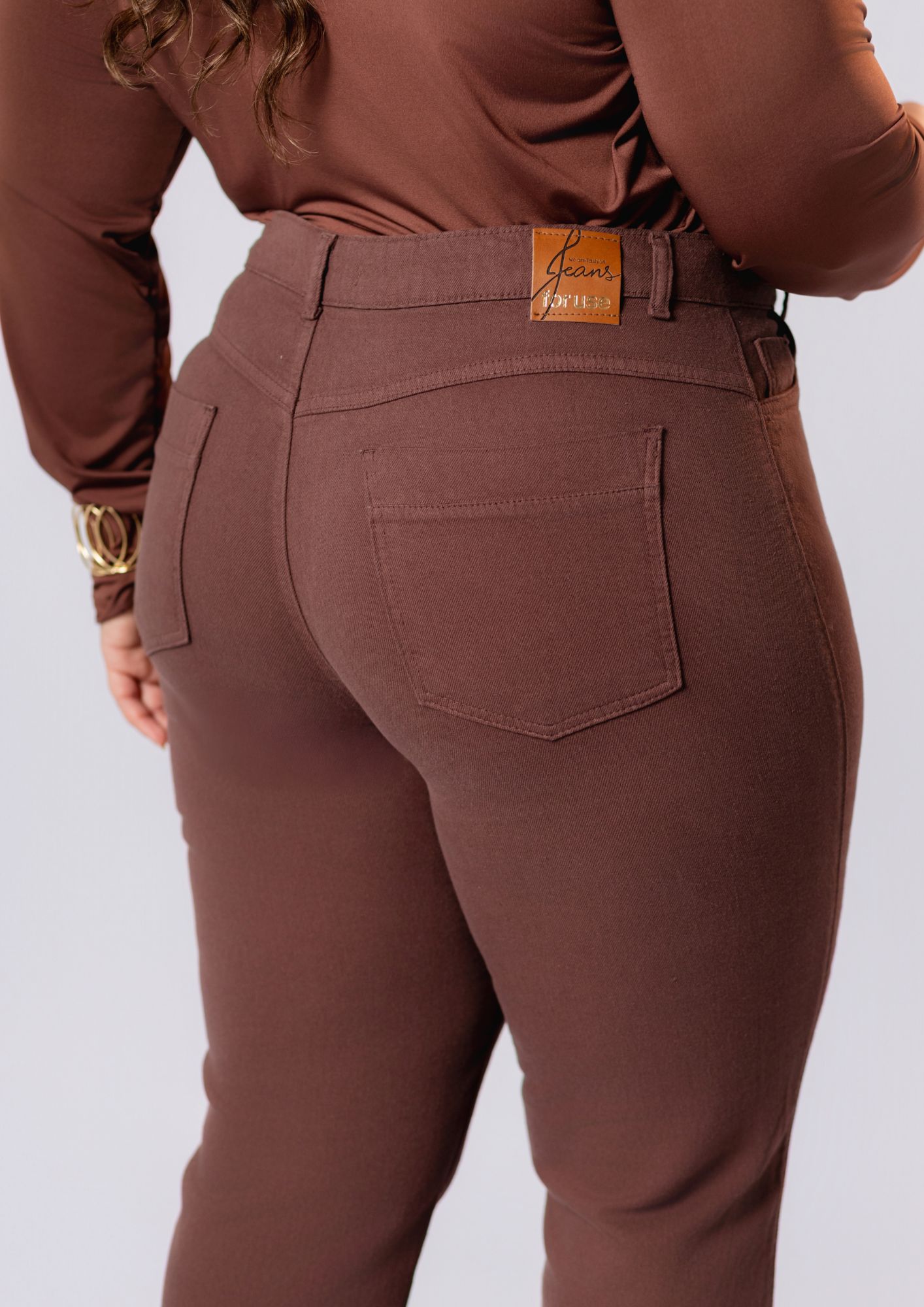 Calça Skinny Cintura Alta Marrom - Imagem 4