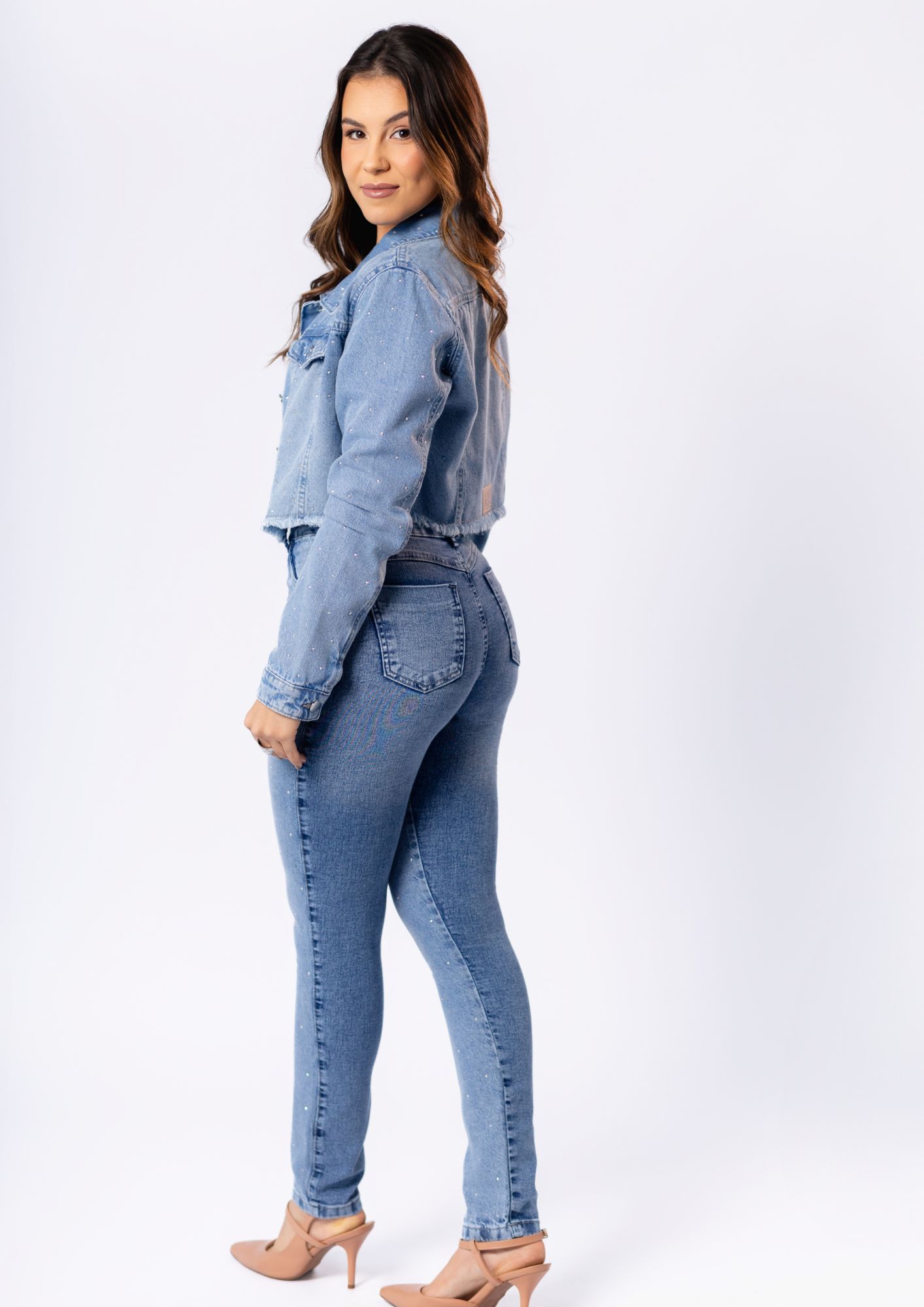 Calça Jeans Feminina Reta com Strass - Imagem 3