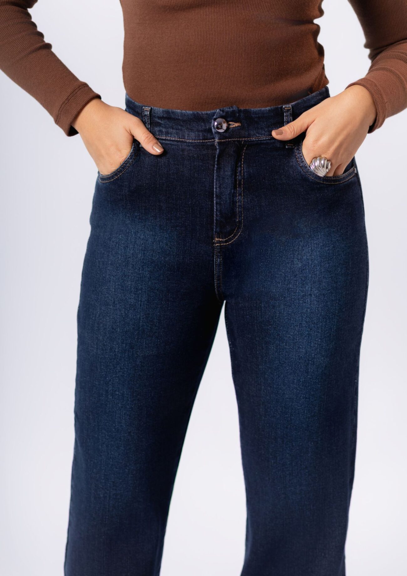 Calça Jeans Feminina Reta Cós com Elásticico - Imagem 2