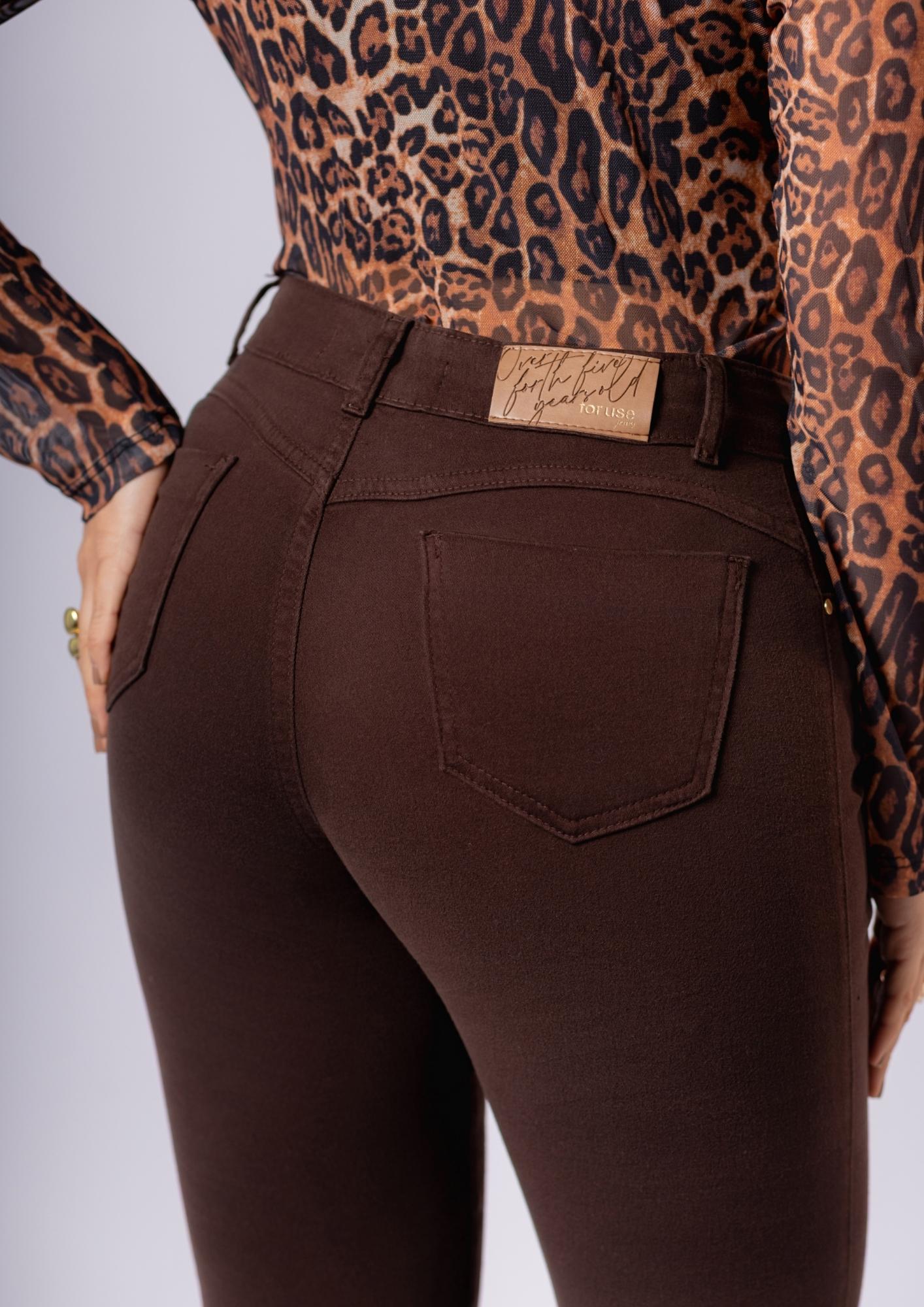 Calça Jeans Feminina Skinny Marrom - Imagem 4