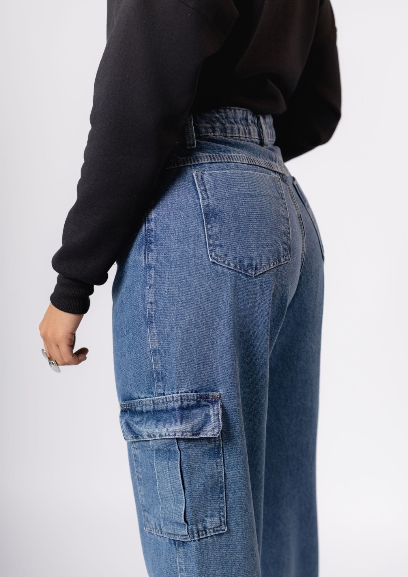 Calça Jeans Feminina Wide Leg Cargo  - Imagem 4