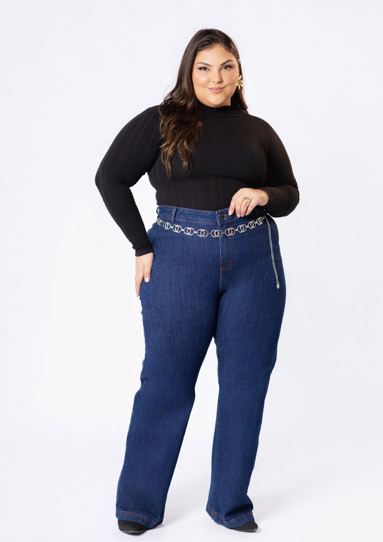 Calça Jeans Feminina Plus Size Reta