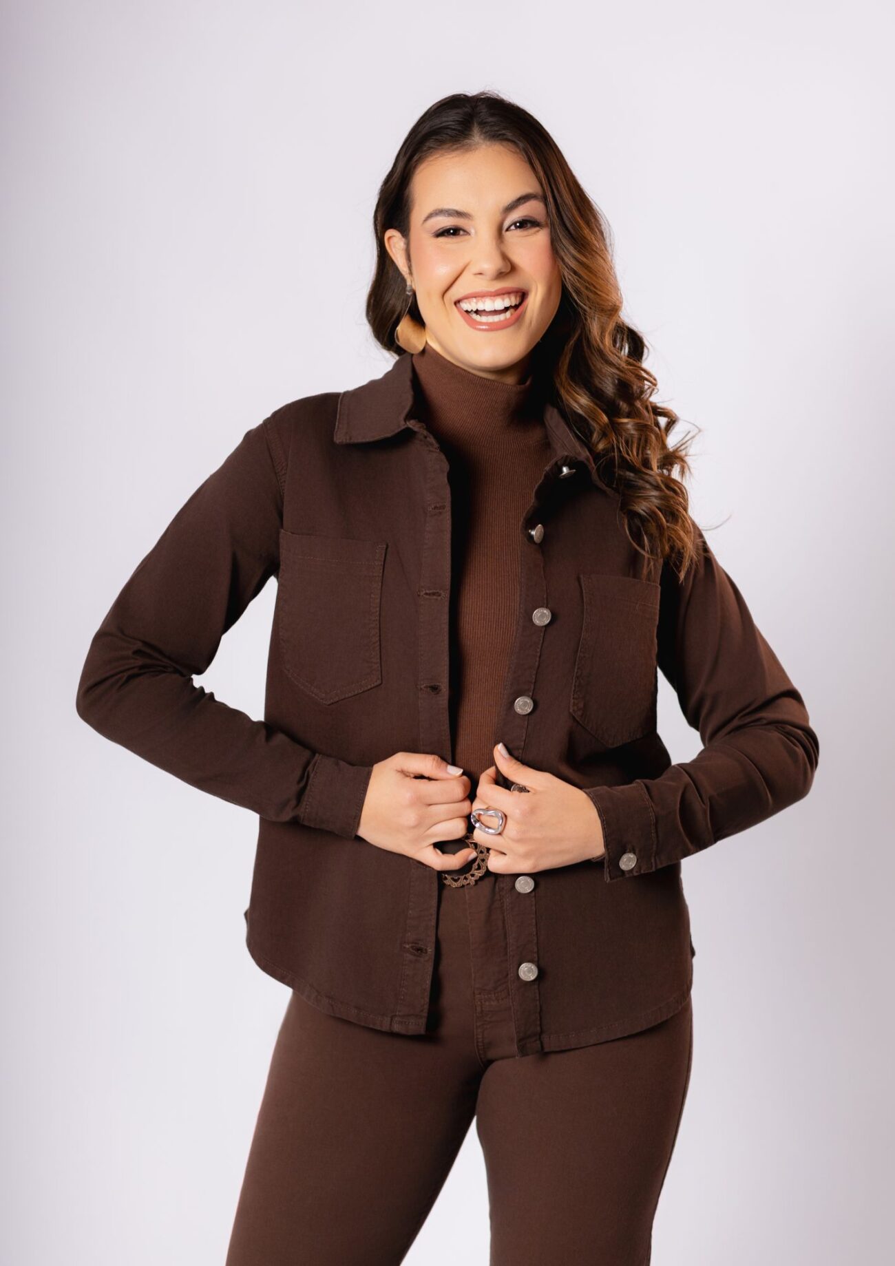 Camisa Feminina Marrom em Sarja - Imagem 3