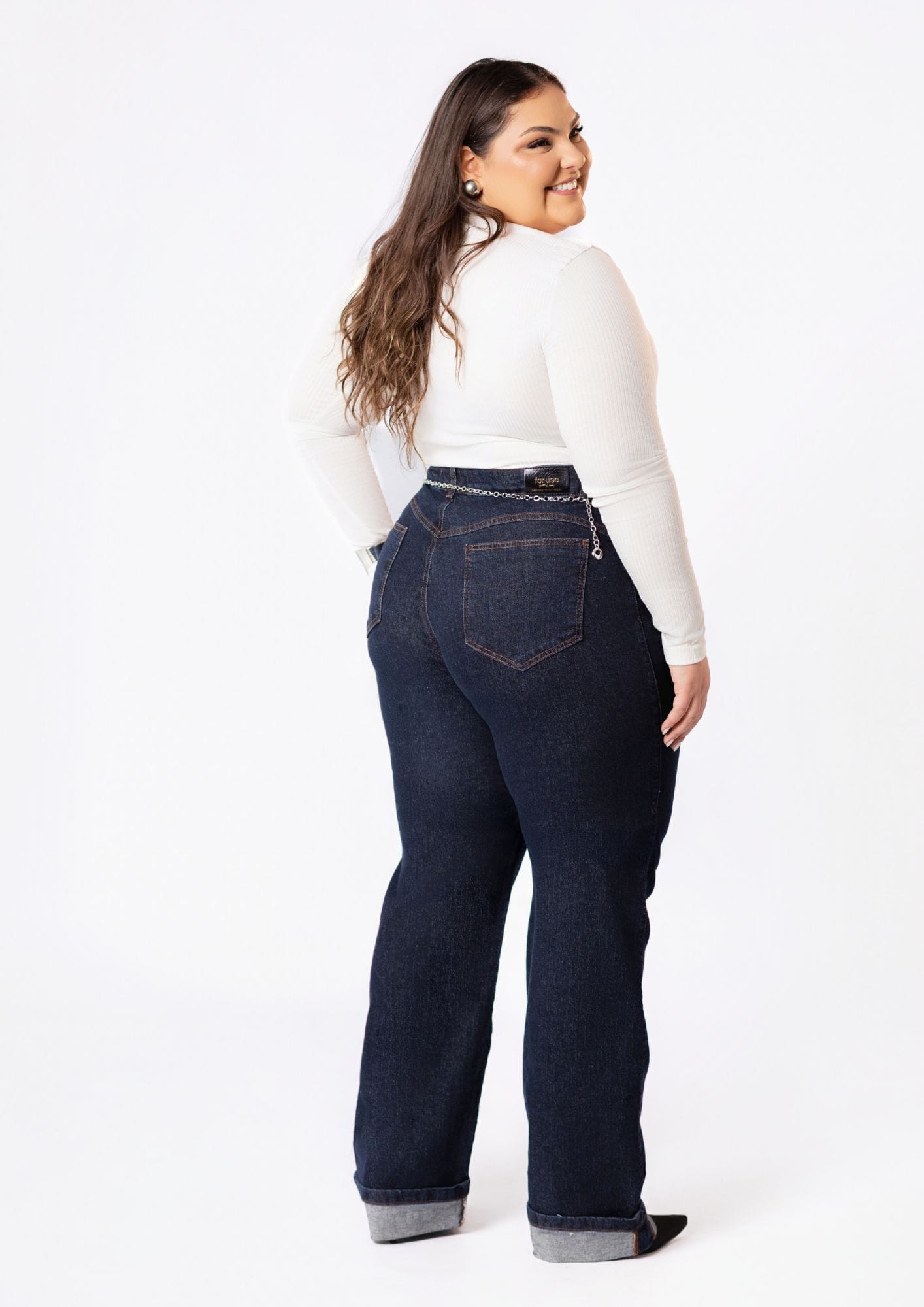 Calça chapa barriga Plus Size com Barra Dobrada - Imagem 4