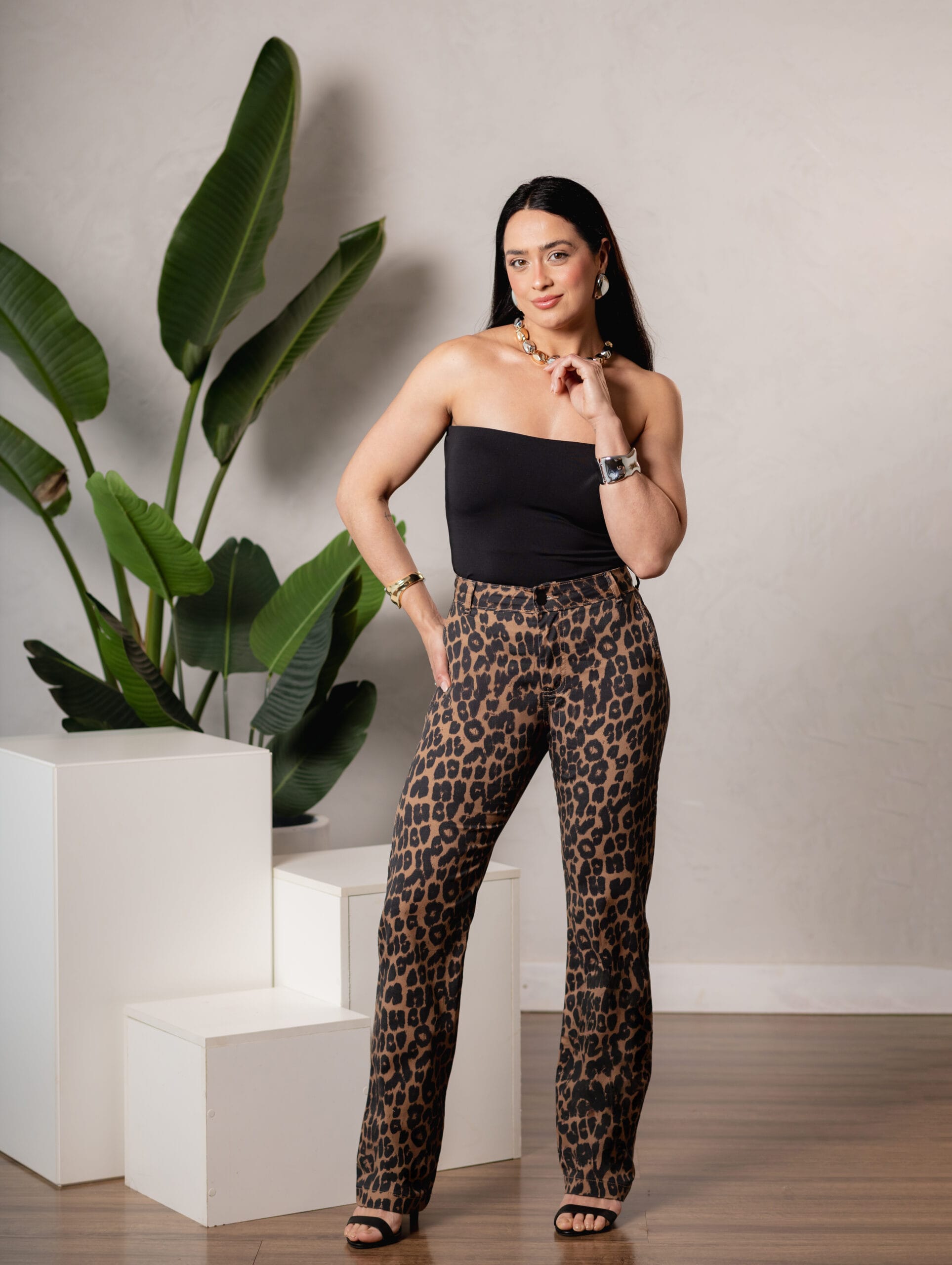 Calça Reta Animal Print
