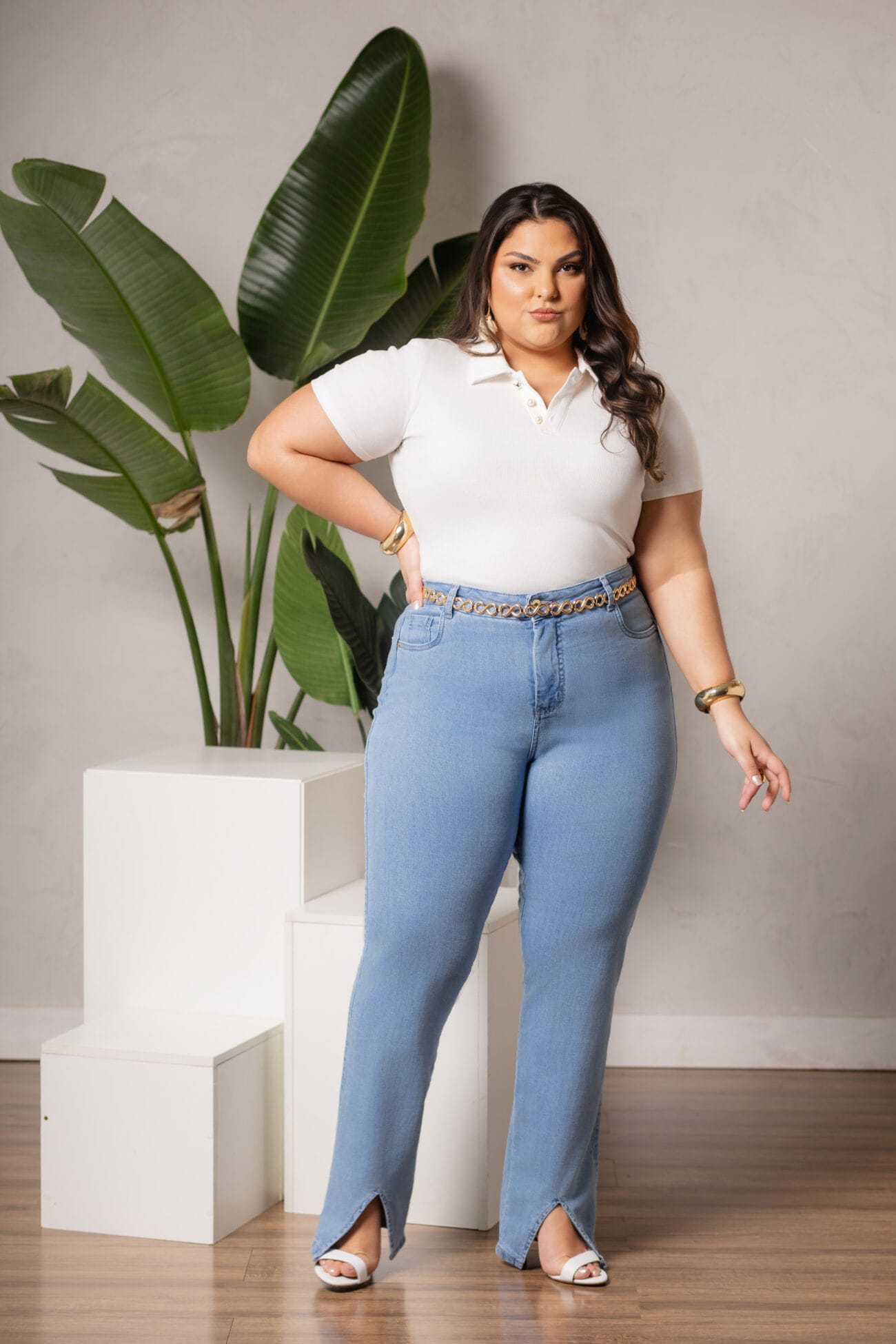 Calça Jeans Reta Chapa Barriga Média - Imagem 2