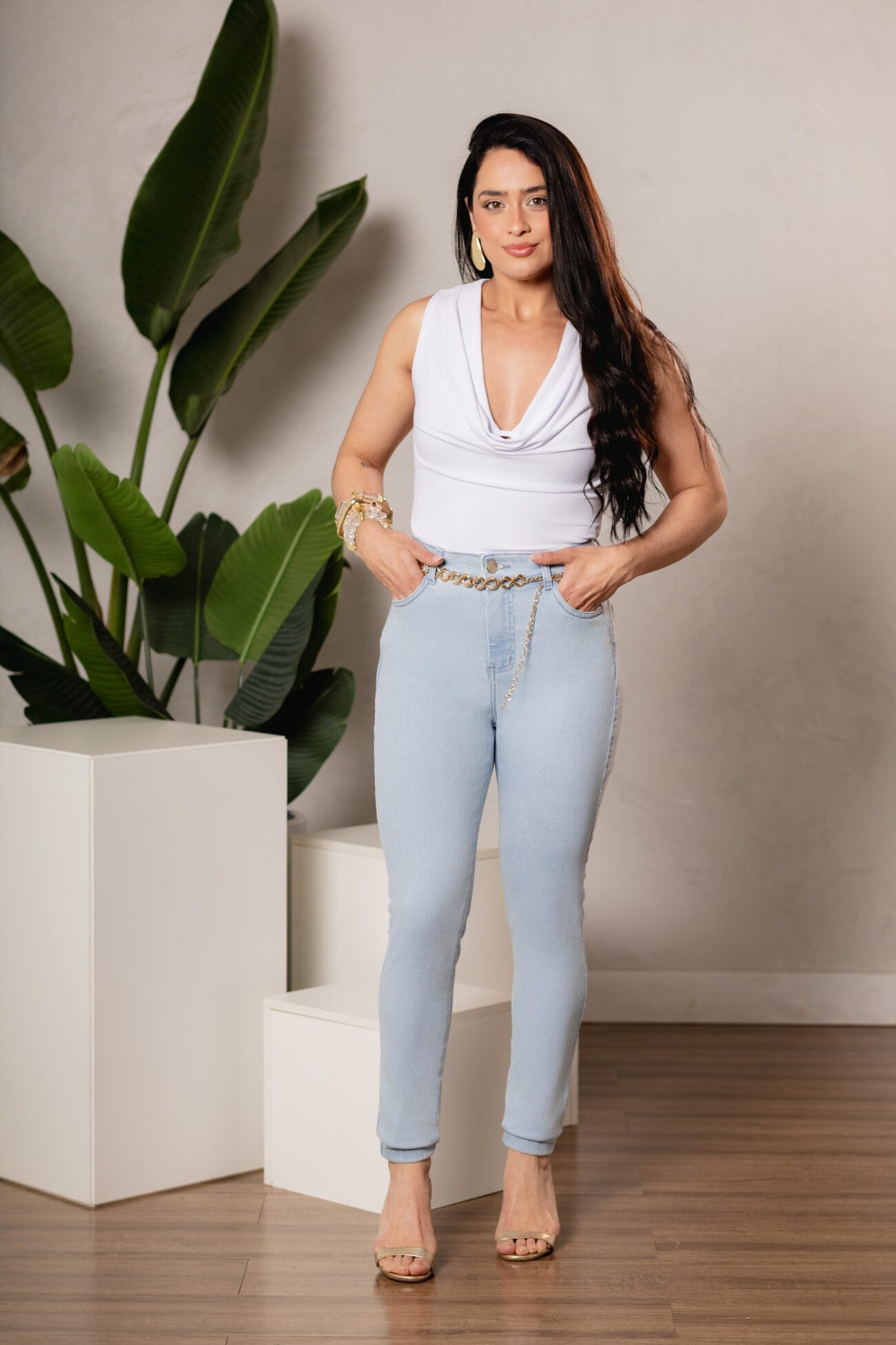 Calça Jeans Feminina Skinny Azul Claro