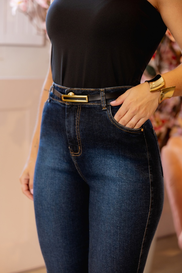 Calça Jeans Feminina slim com Cinto - Imagem 4