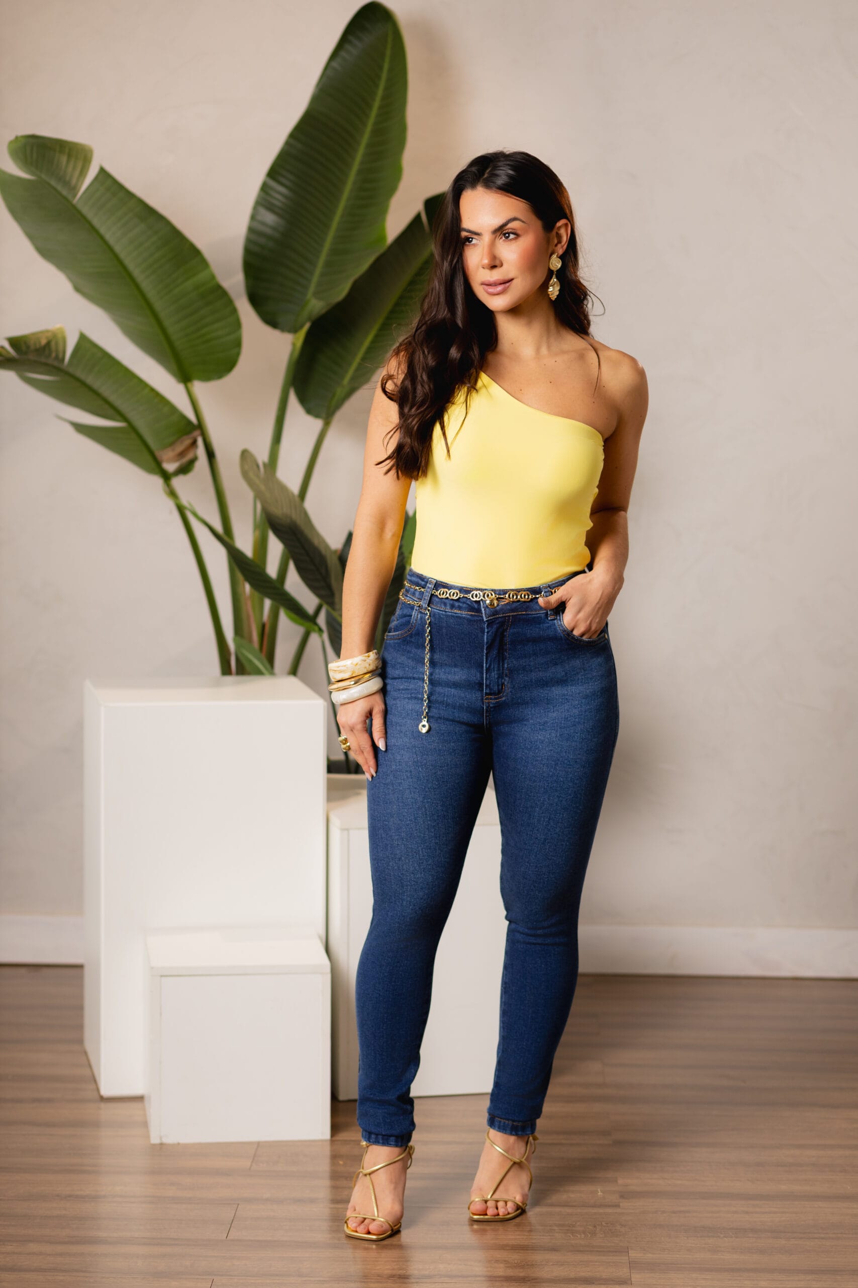 Calça Jeans Skinny Feminina Cintura Alta
