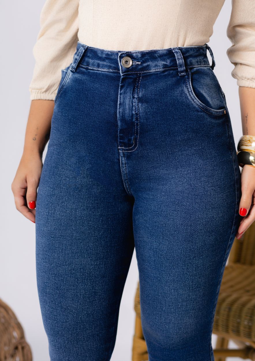 Calça Jeans Midi Pant com Pérolas - Imagem 2