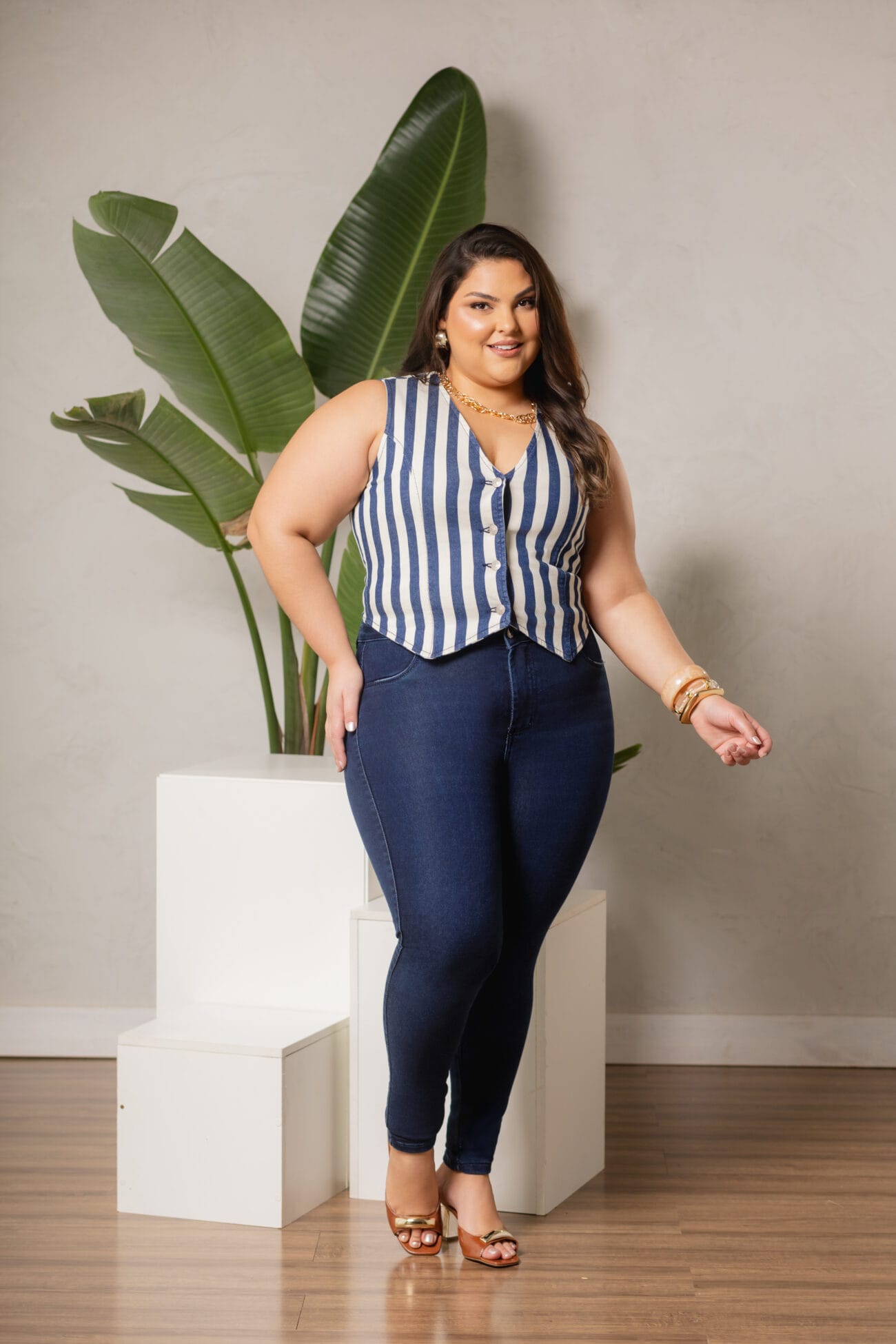 Calça  Skinny Média Azul Escuro