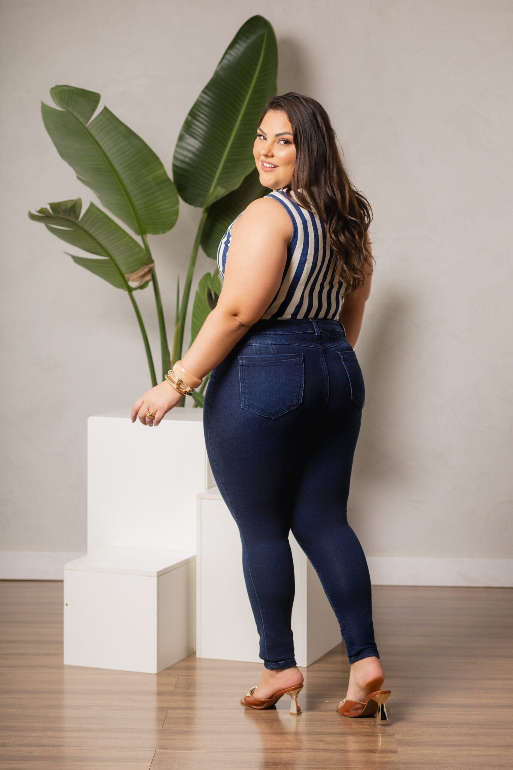 Calça Skinny Média Azul Escuro - Imagem 3