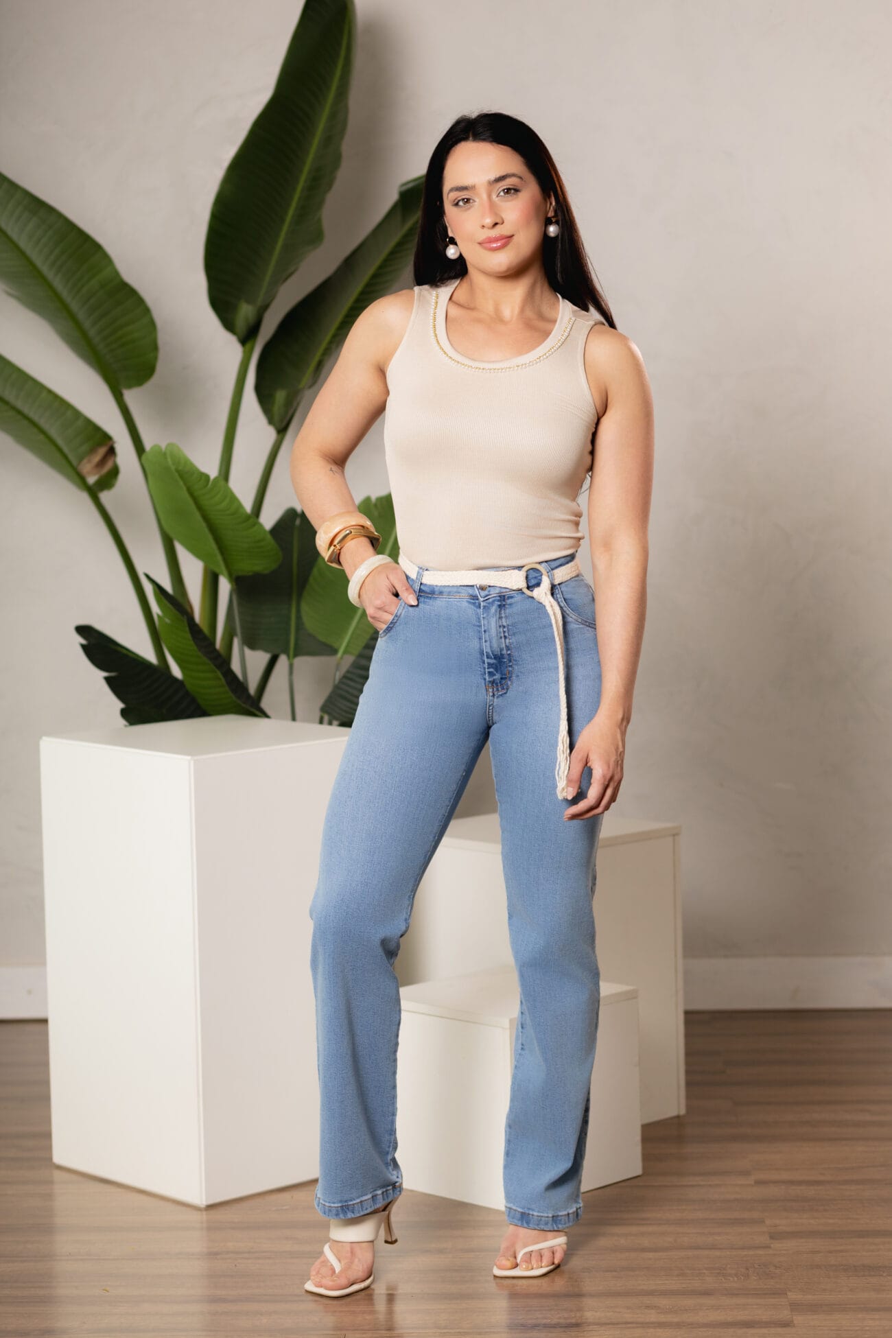 Calça Reta Azul Claro