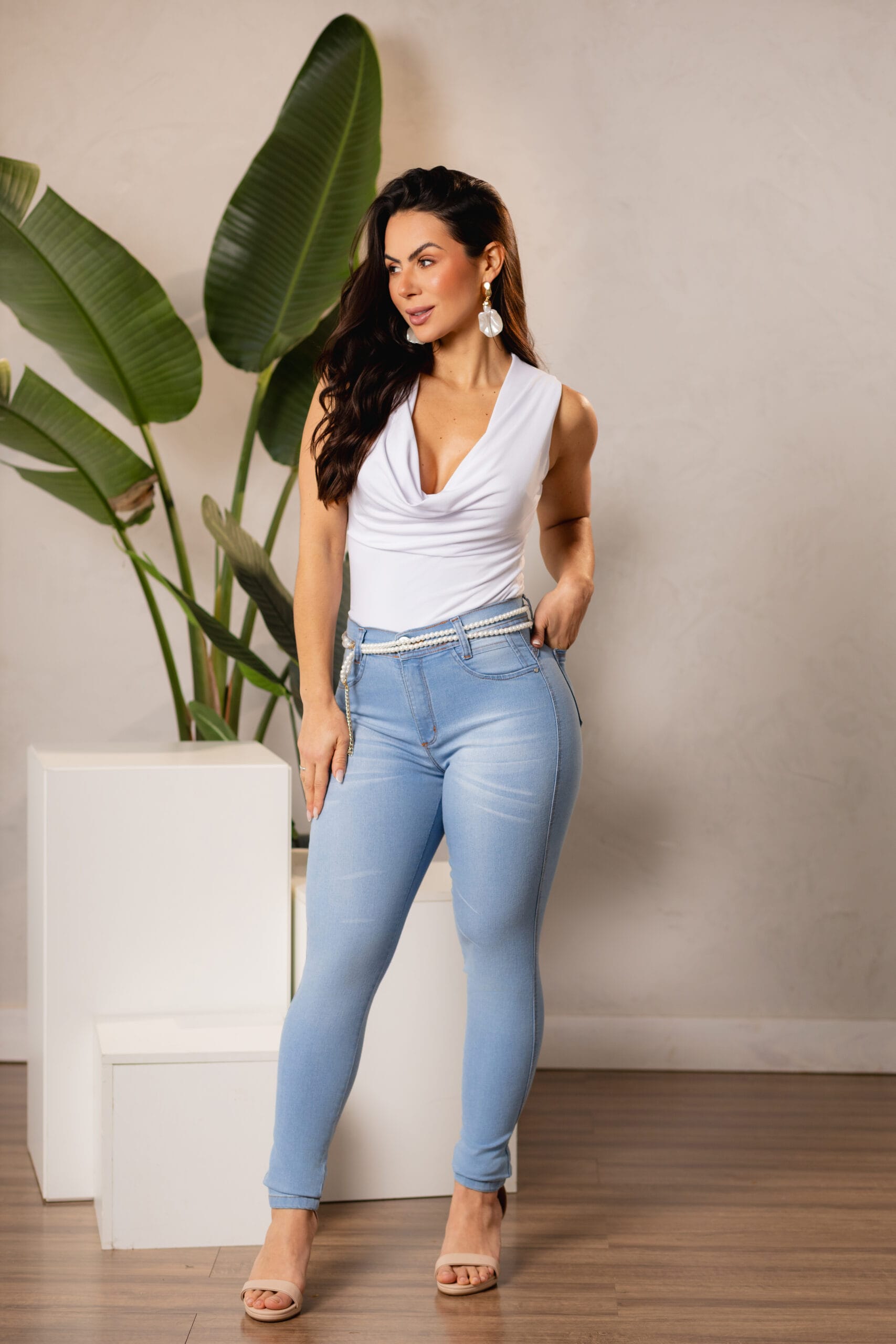 Calça Jeans Skinny Feminina Azul Claro