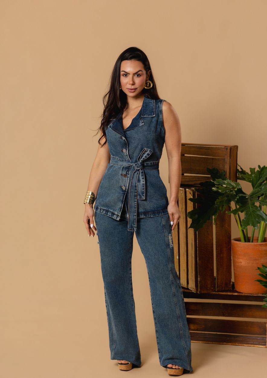 Calça Wide Leg Chapa Barriga