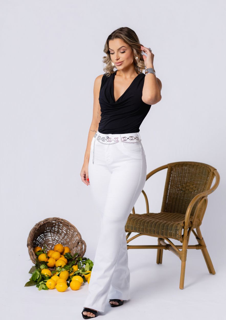 Calça Jeans Reta Branca