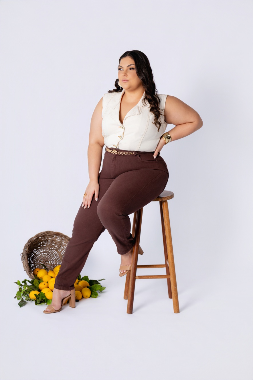 Calça Baggy Plus Size Marrom