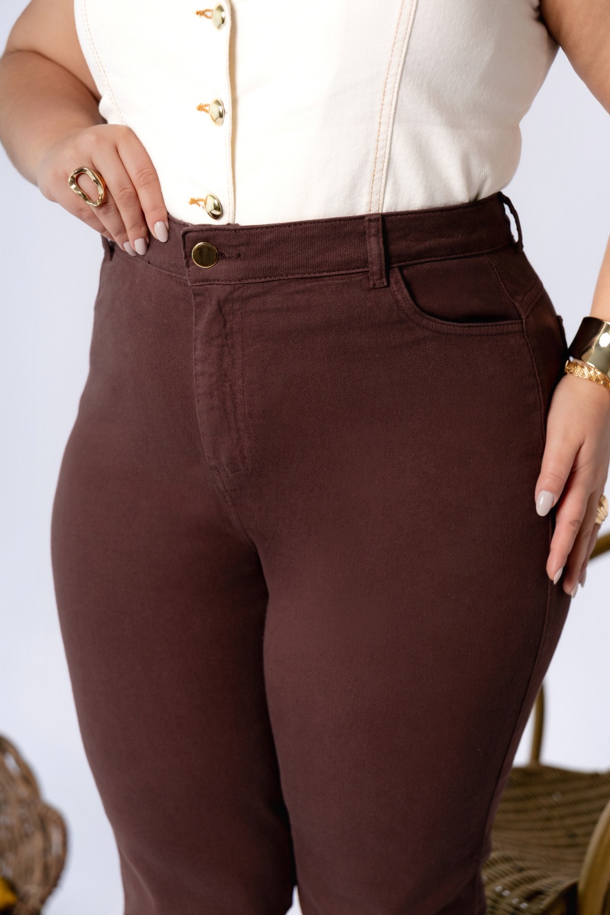 Calça Baggy Plus Size Marrom - Imagem 3