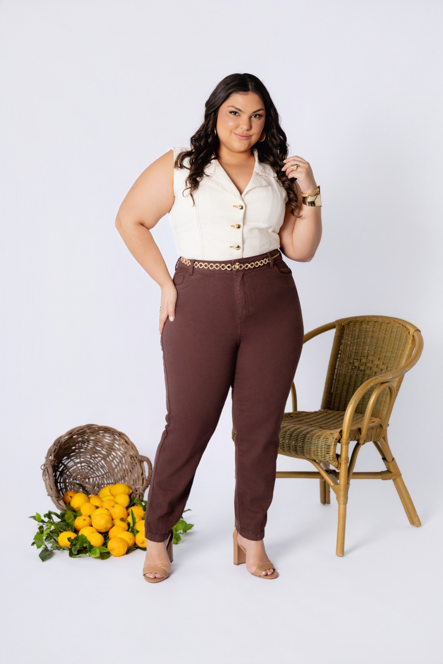 Calça Baggy Plus Size Marrom - Imagem 2