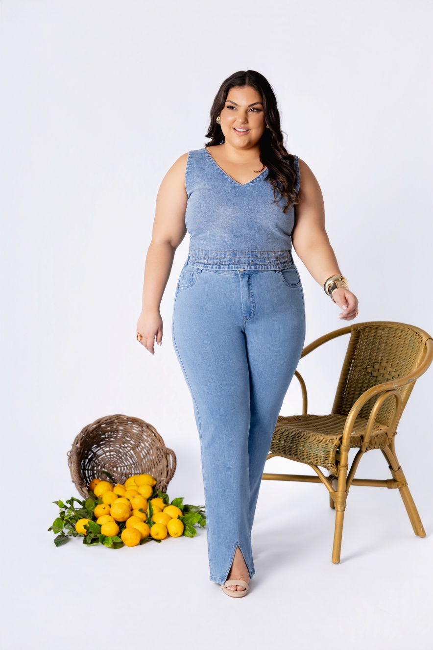 Calça Jeans Reta Chapa Barriga Média - Imagem 6