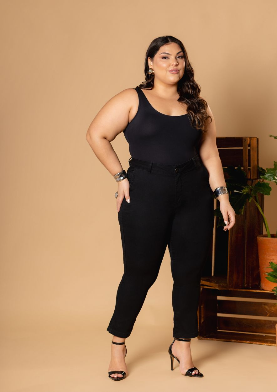 Midi Pant Preta Feminina Plus Size - Imagem 2