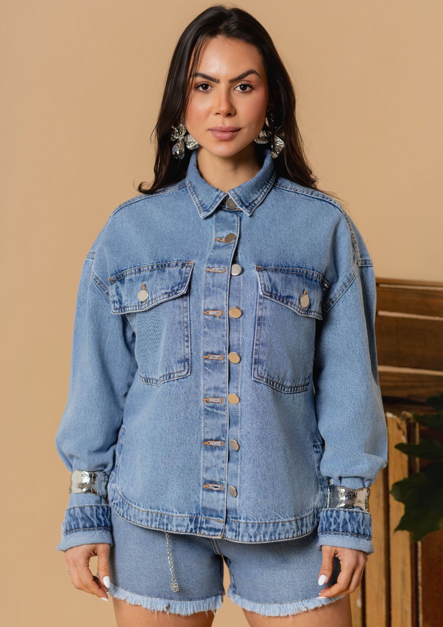 Max Jaqueta Jeans Feminina Oversized - Imagem 2