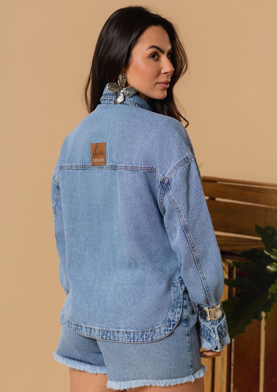 Max Jaqueta Jeans Feminina Oversized - Imagem 4