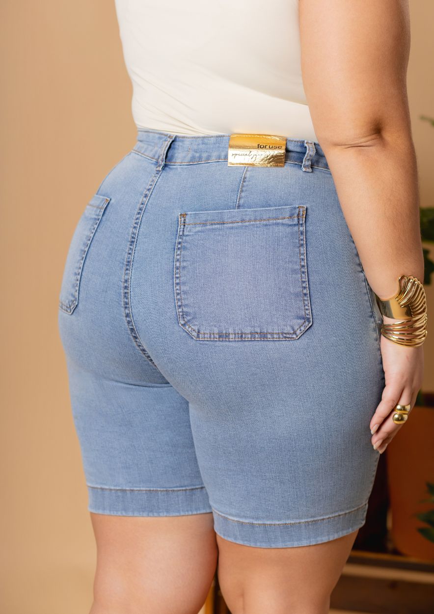 Bermuda Jeans Feminina Plus Size - Imagem 3