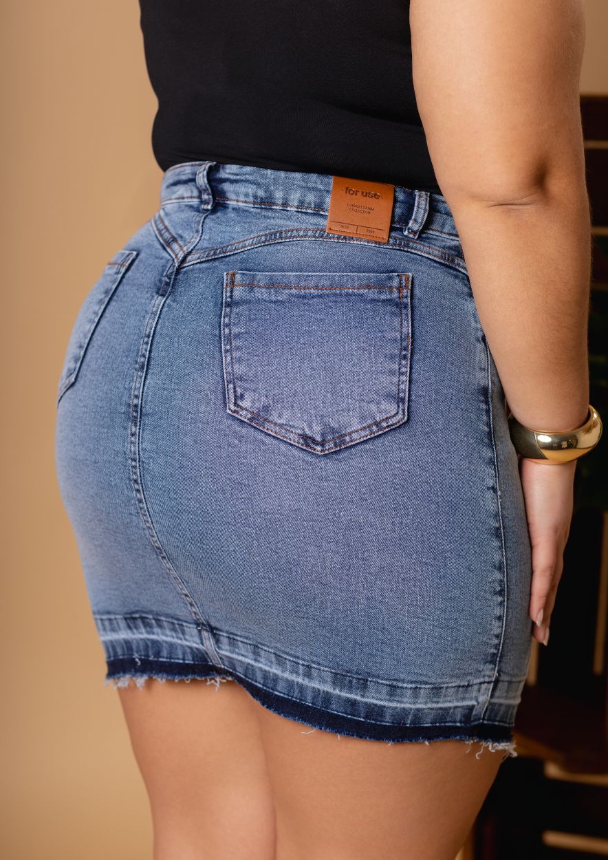 Saia jeans plus size feminina - Imagem 4