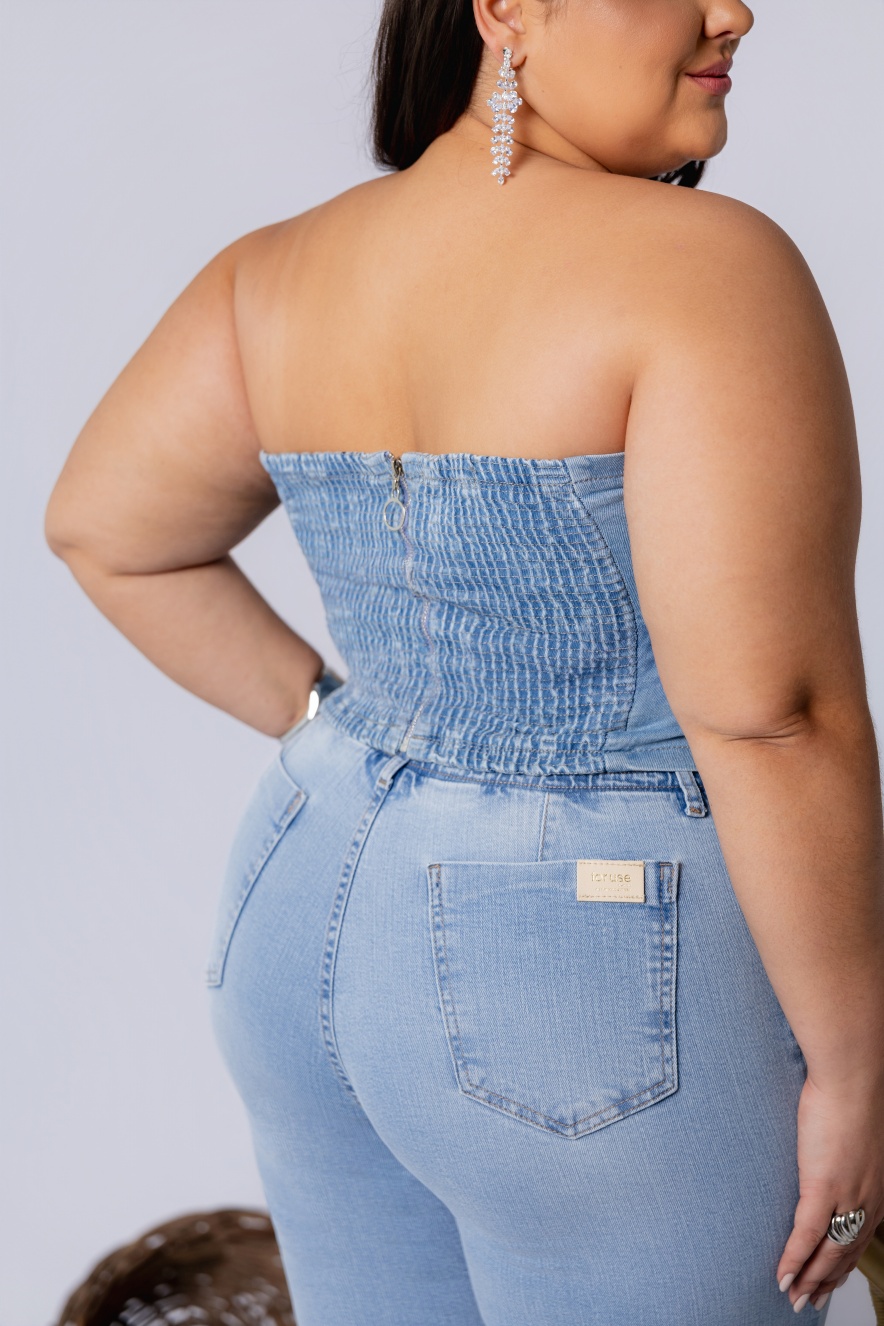 Top Jeans Tomara que Caia com Strass - Imagem 5