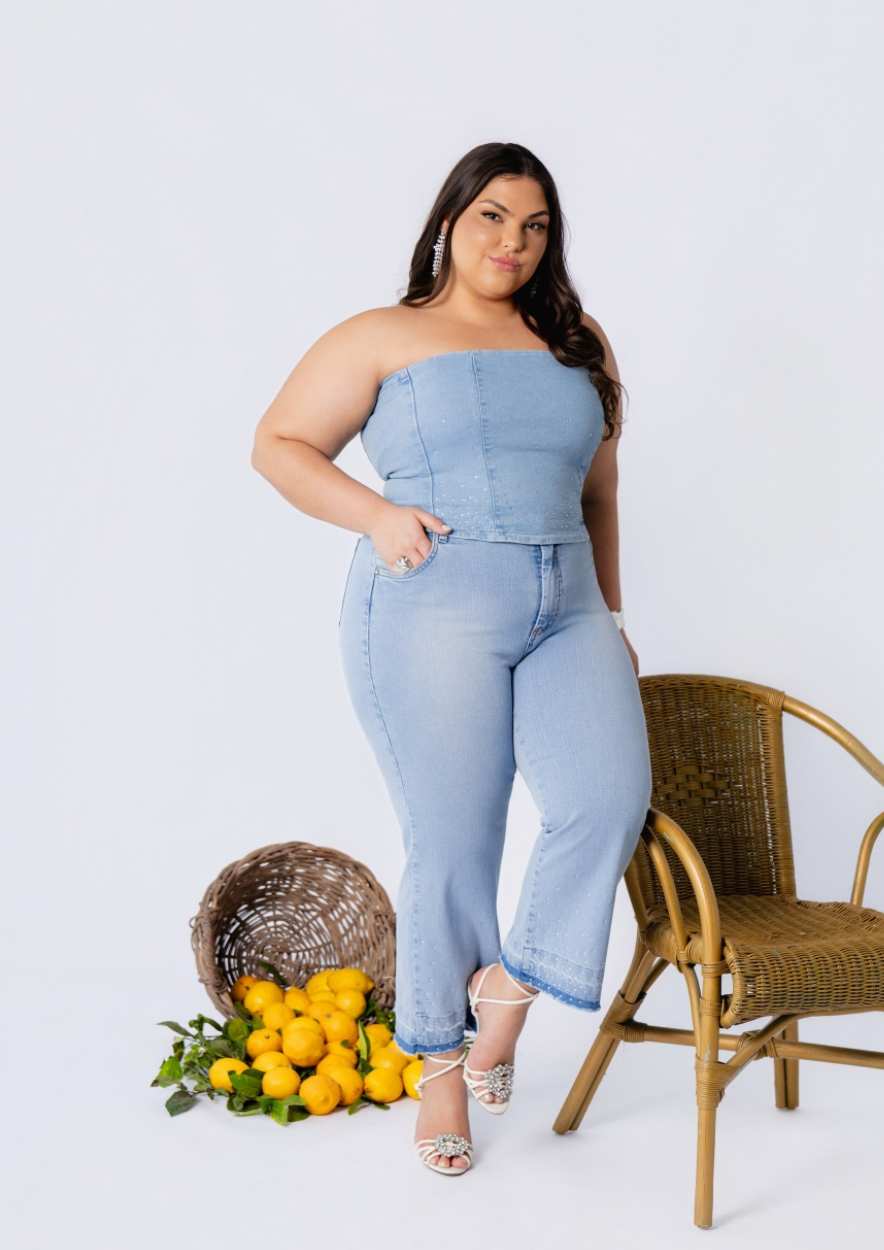 Midi pant Reta com Detalhe na Barra